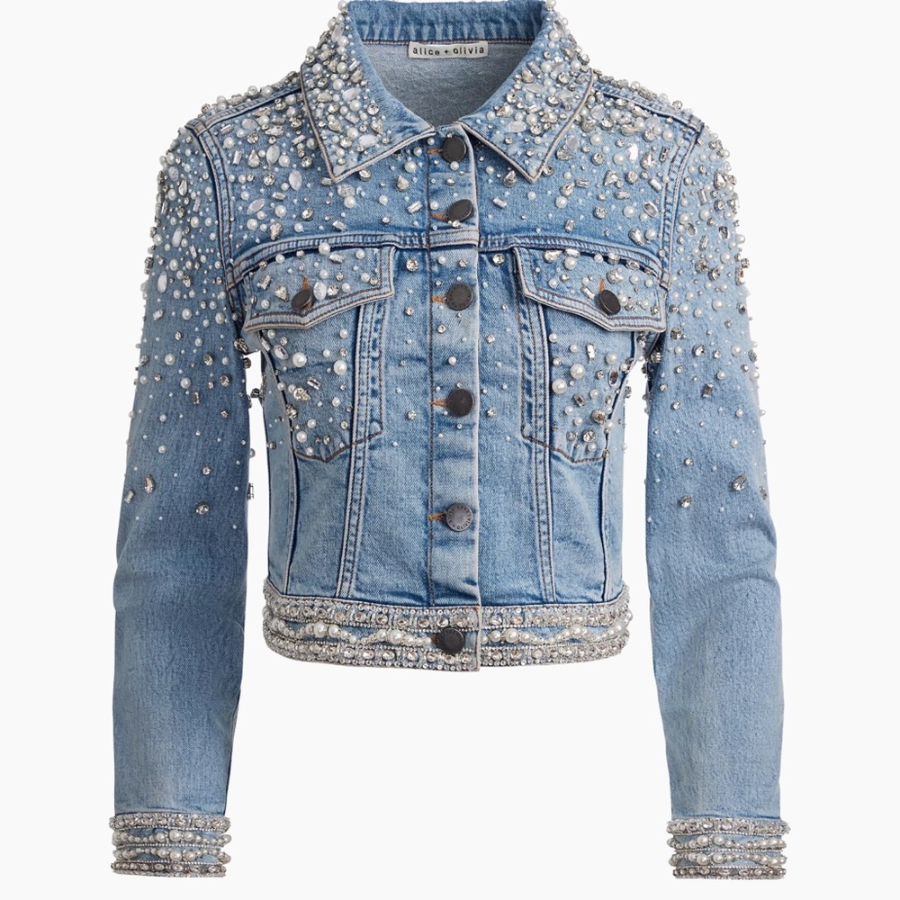Alice + Olivia Embellished Denim Jacket